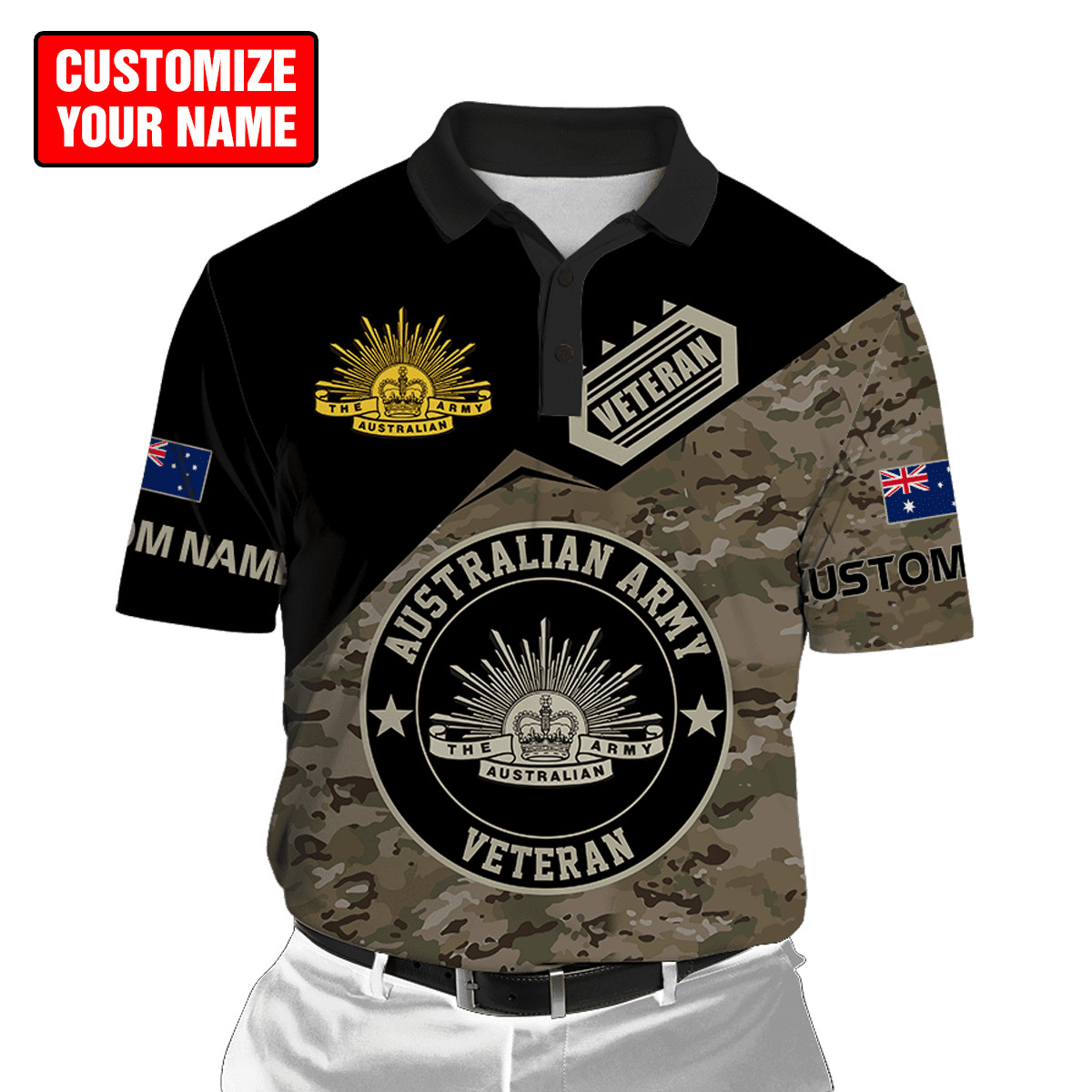 Custom name Australian Army Camo 3D printed shirts DD16102102