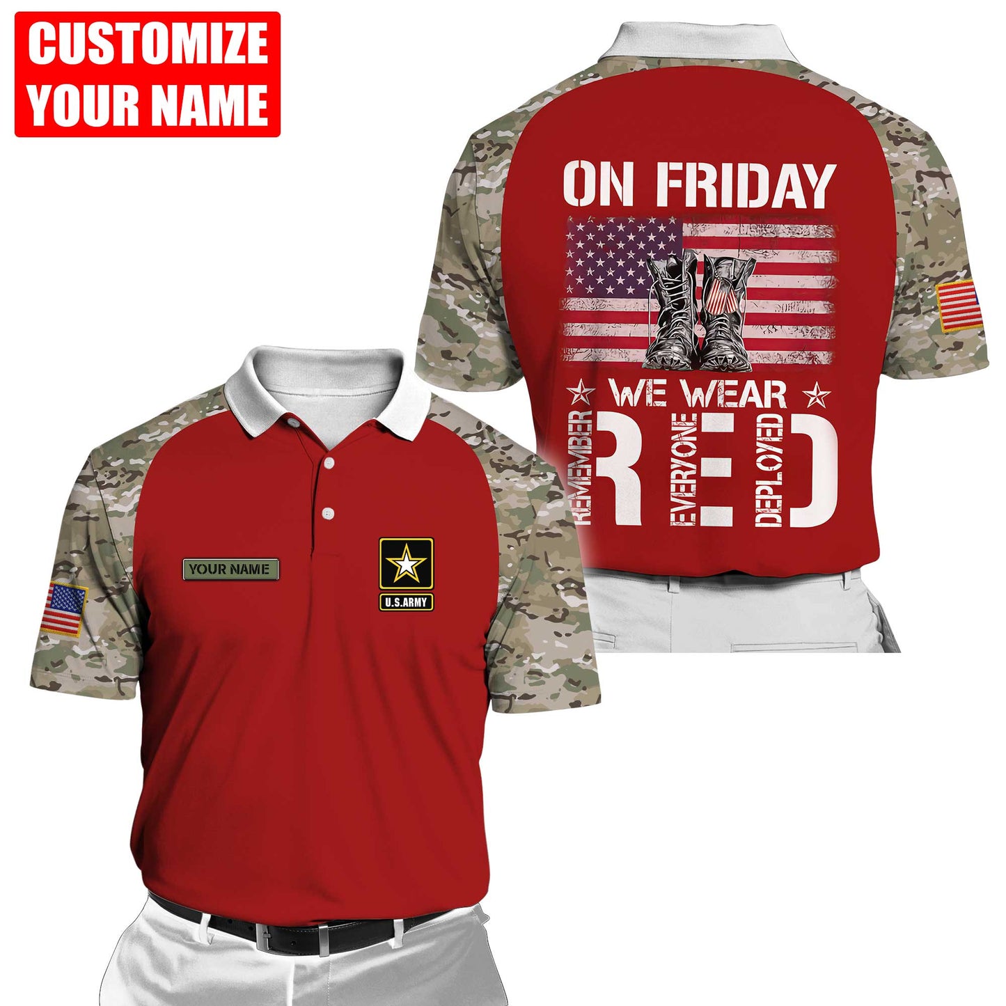 Customized name US Army 3D All Over Printed Unisex Shirts