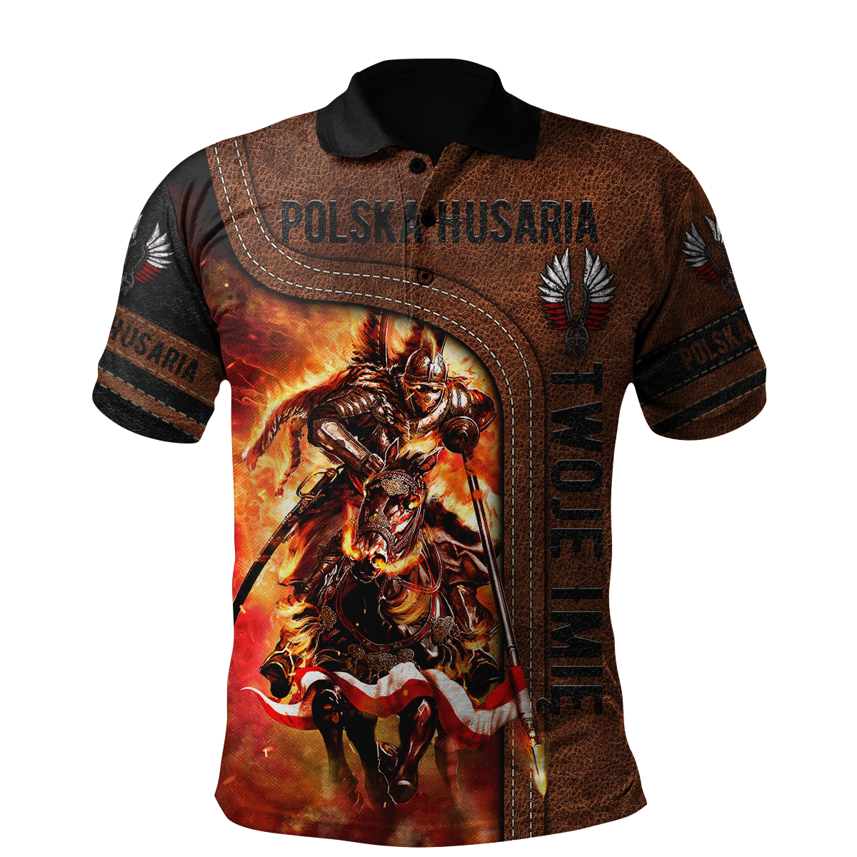 Premium Winged Hussars Leather Pattern Custom name 3D Printed Shirts