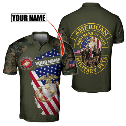 Custom name US Marine Corps Veteran Brothers in arms 3D print shirts