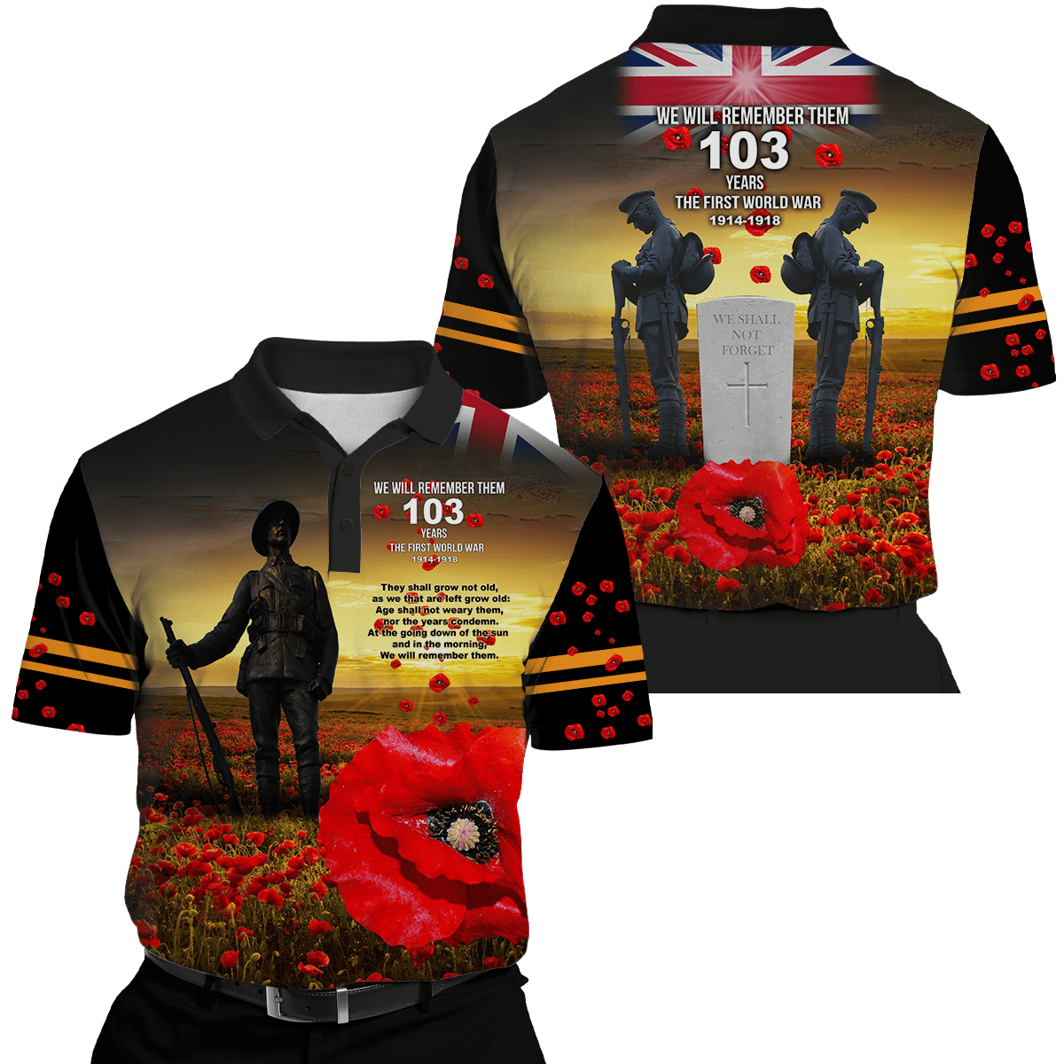 Remembrance Day Lest We Forget 3D All Over Printed Unisex Shirts