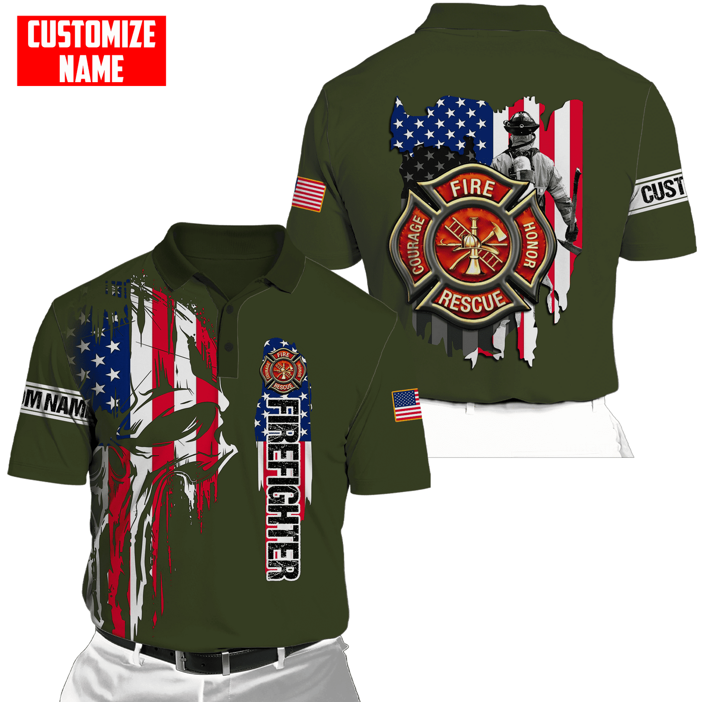 Customize Name Firefighter 3D All Over Printed Unisex Shirts