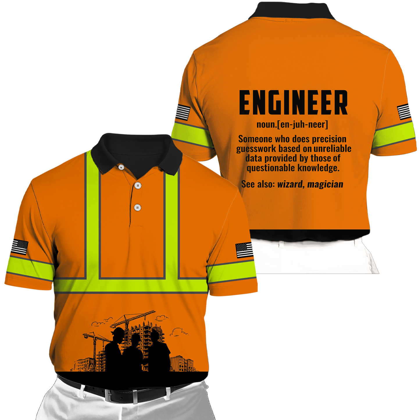 Construction Worker Orange Safety 3D printed shirts