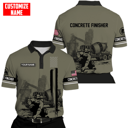 Customized Name US Concrete Finisher With Poured Concrete 3D All Over Printed Shirts