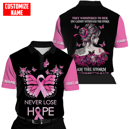 Breast cancer butterfly never lose hope custom name 3D All Over Printed Shirt