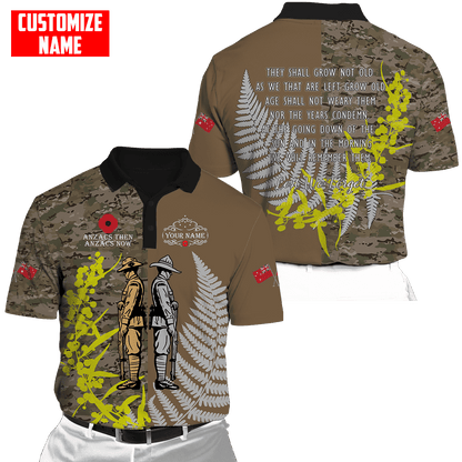 Custom name Anzac day The ode remembrance Soldier 3D printed summer shirts