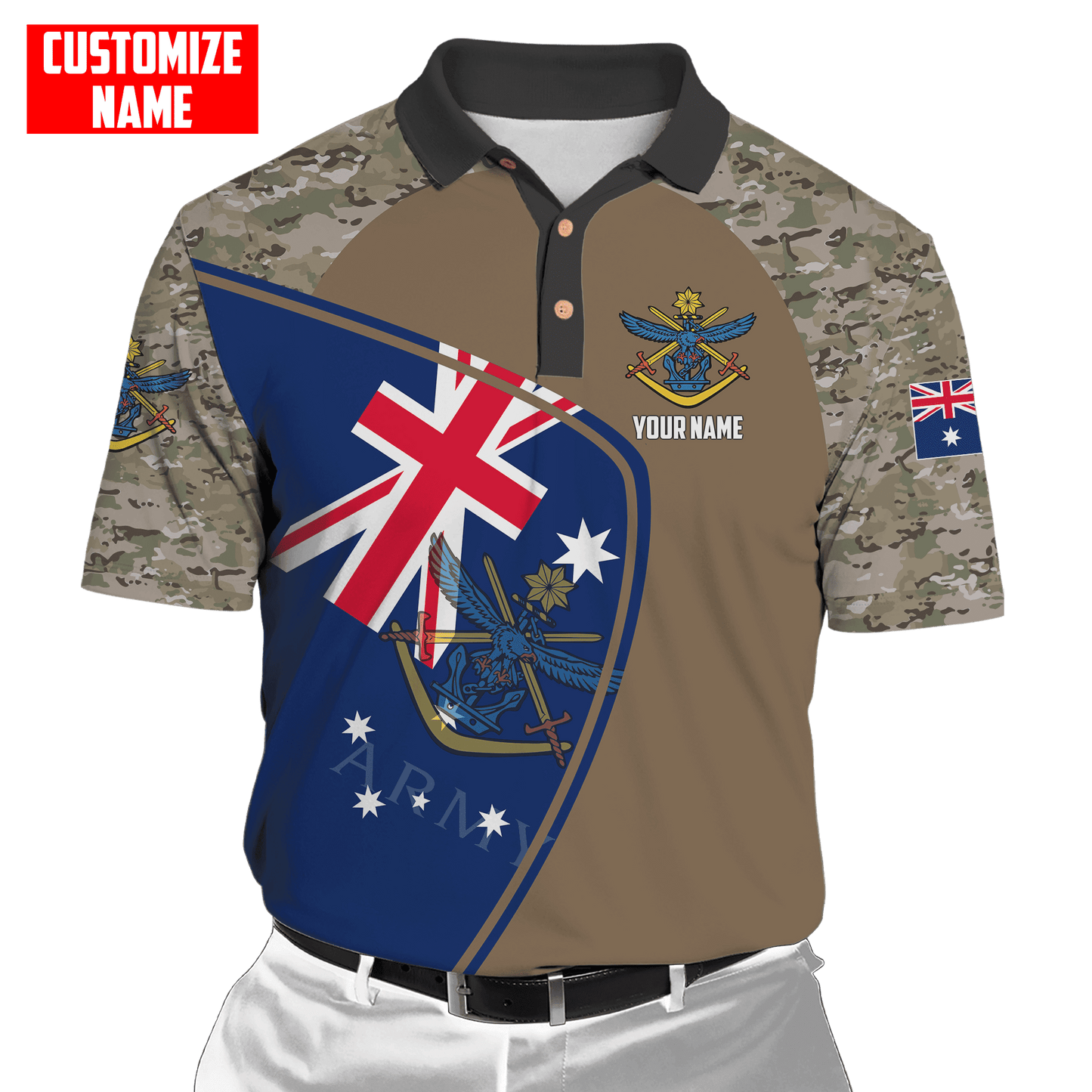 Custom name Anzac day Australia Army 3D printed shirts