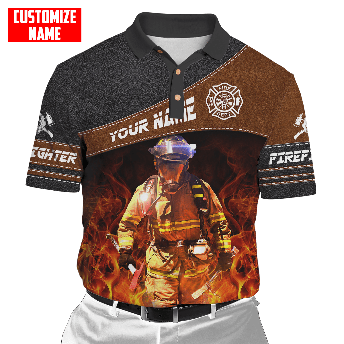 Customized Name Firefighter 3D All Over Printed Unisex Shirts