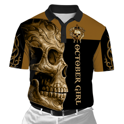 October Girl Skull 3D All Over Printed Shirts For Men and Women MH28062101