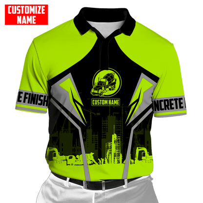 Concrete Finisher Green Mixer Truck Custom name 3D Printed Shirts