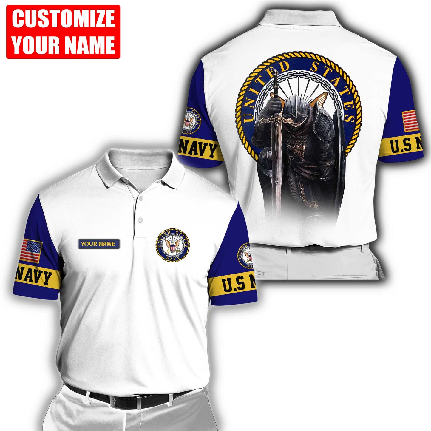 Customized name US Navy 3D All Over Printed Unisex Shirts