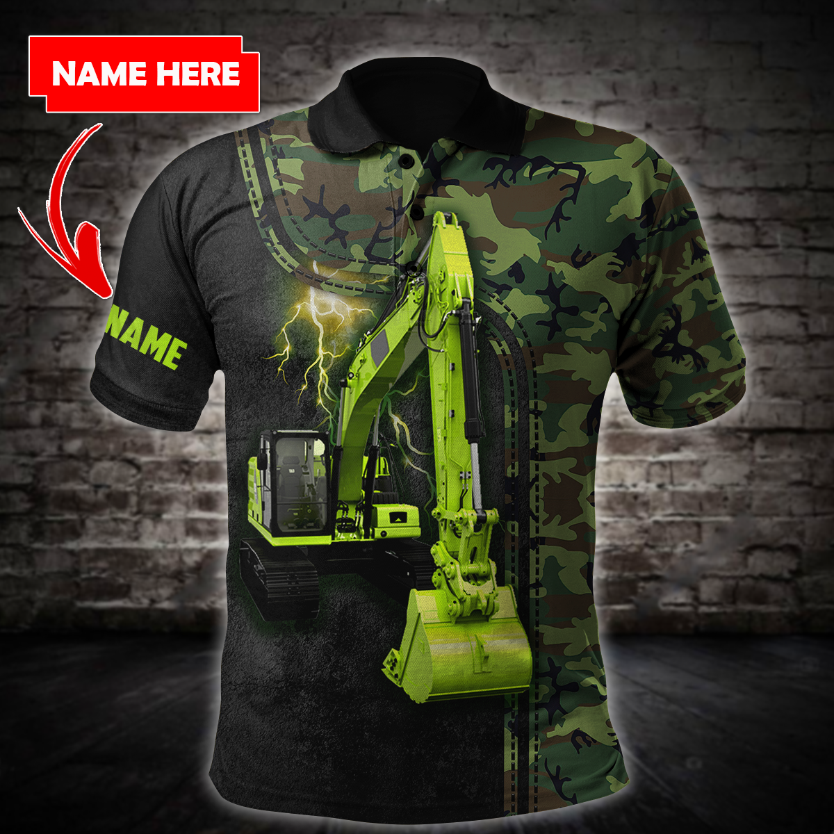 Customized Name Excavator 3D All Over Printed Unisex Shirt