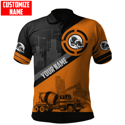 Concrete Finisher Orange Mixer Custom name 3D printed shirts