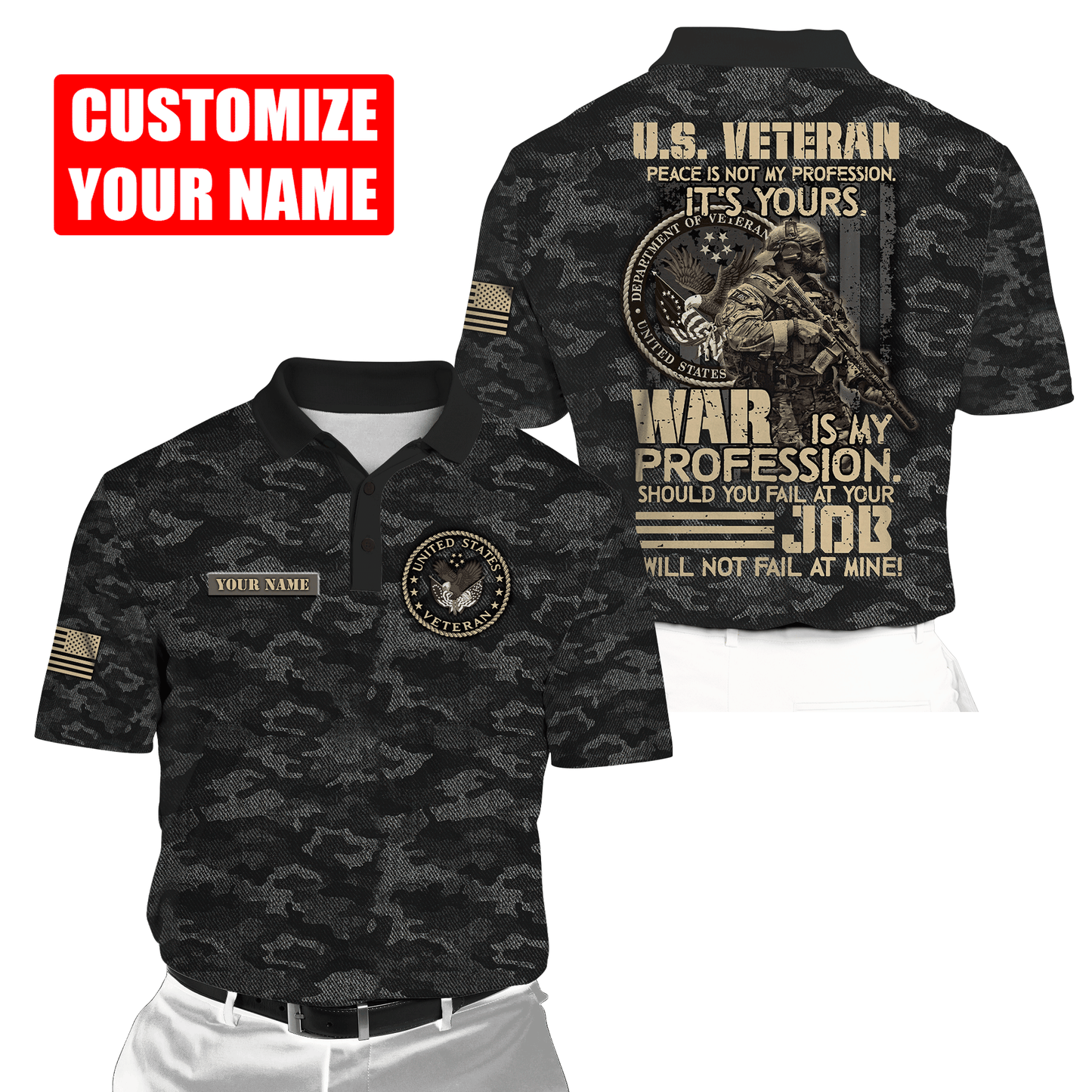 Custom Name US Veteran 3D All Over Printed Unisex Shirts