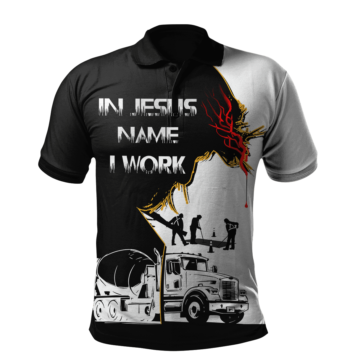 Concrete Finisher In Jesus  Name I Work Black White 3D printed shirts