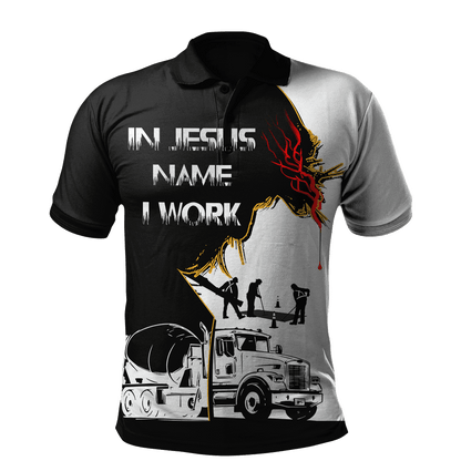Concrete Finisher In Jesus  Name I Work Black White 3D printed shirts