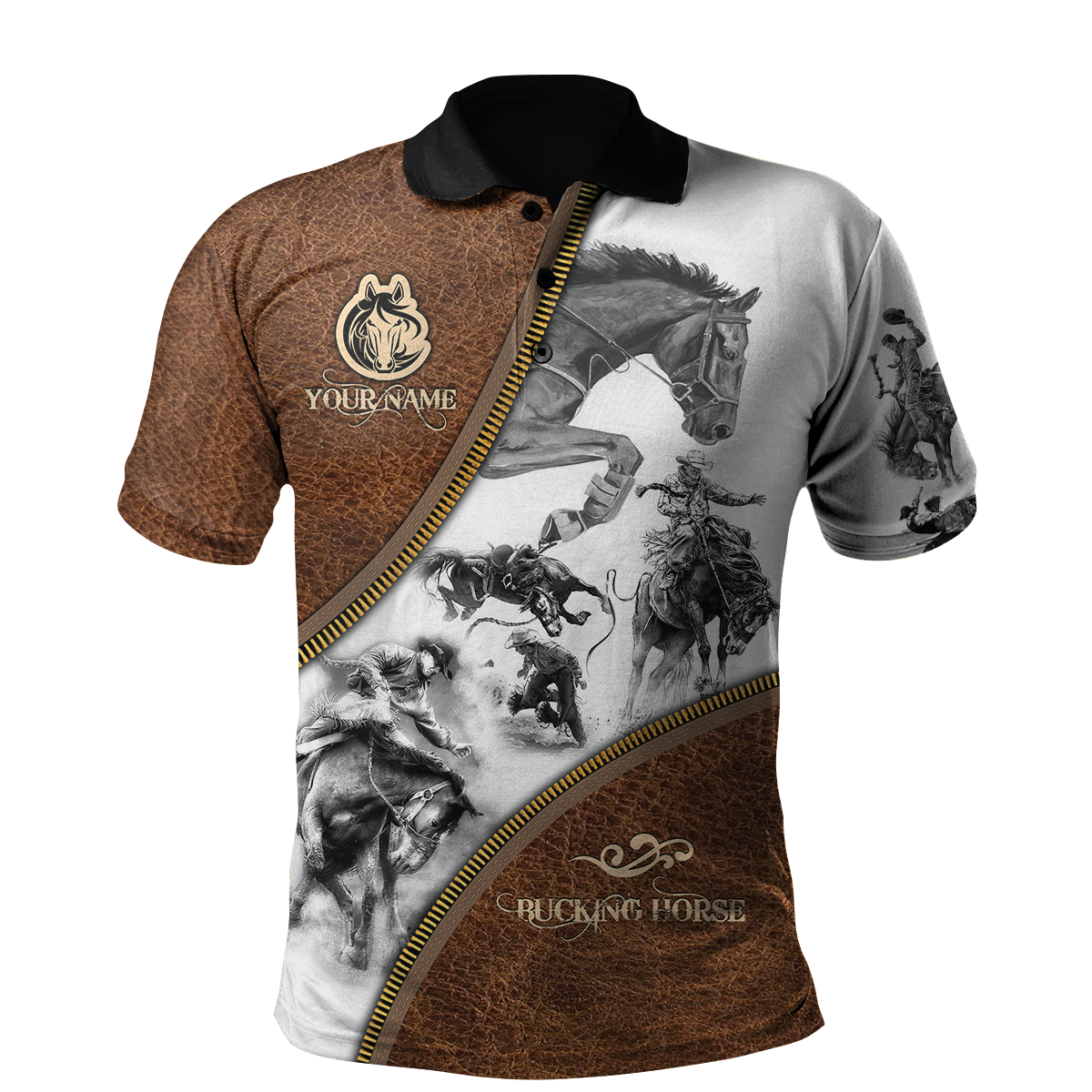 Personalized Name Rodeo 3D All Over Printed Unisex Shirts Bucking Horse Zipper