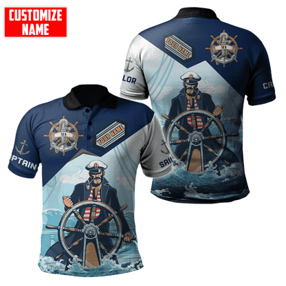 Customized Name Captain Sailor 3D All Over Printed Shirts