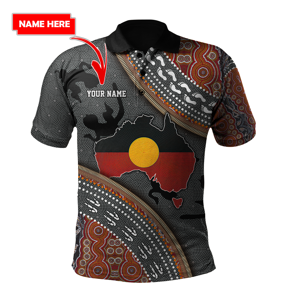 Custom name Aboriginal dots Zip pattern 3D design printed summer shirts