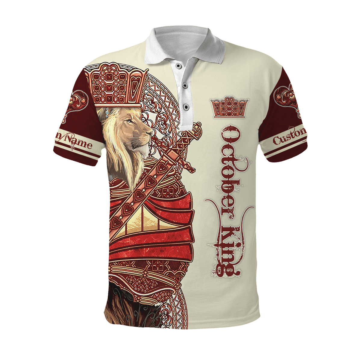 Custom Name October King Lion  3D All Over Printed Unisex Shirts