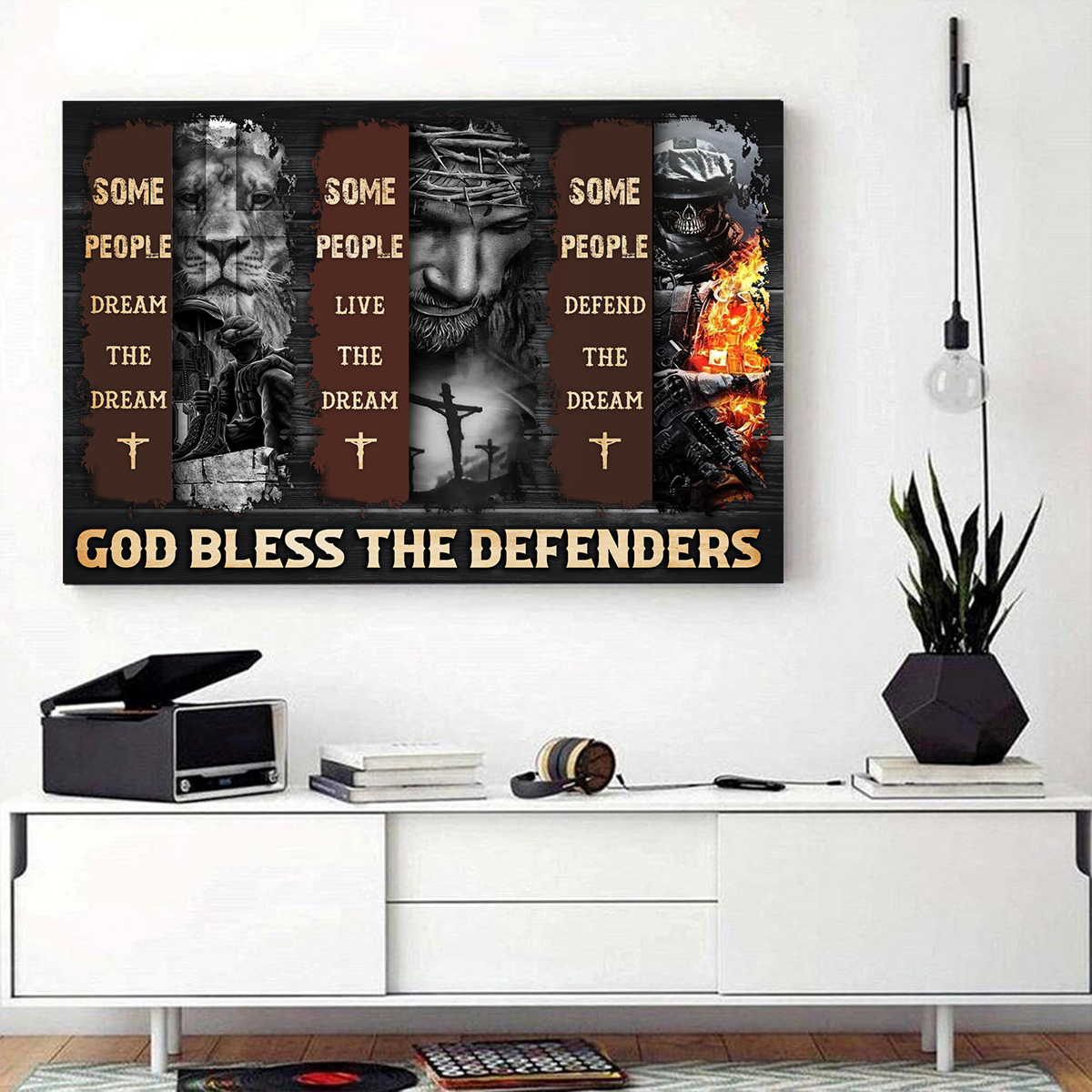 Jesus Veteran - God Bless The Defenders 3D Landscape Canvas Poster Wall Art