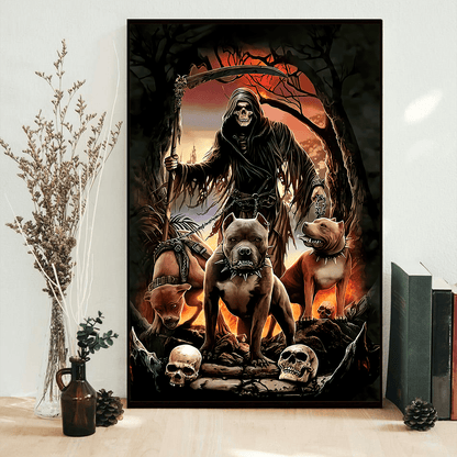 Skull And Pitbull Poster Vertical 3D Printed