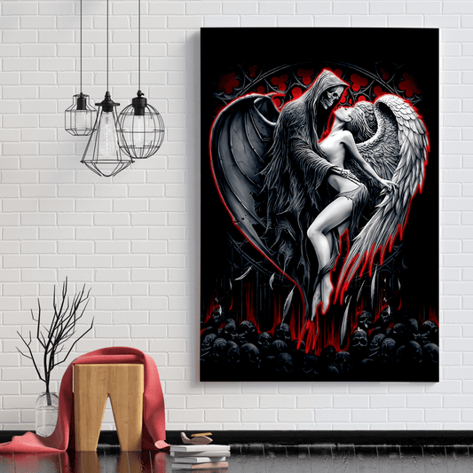 Skull and Beauty Poster Vertical 3D Printed