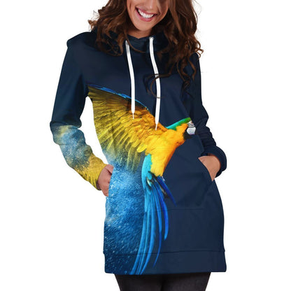 All Over Printed Parrots Hoodie Dress H1157B-Apparel-HbArts-Hoodie Dress-S-Vibe Cosy™