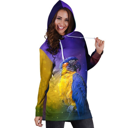All Over Printed Parrots Hoodie Dress H2169B-Apparel-HbArts-Hoodie Dress-S-Vibe Cosy™