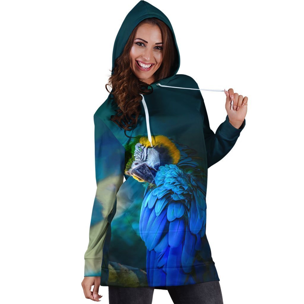 All Over Printed Parrots Hoodie Dress H2159B-Apparel-HbArts-Hoodie Dress-S-Vibe Cosy™