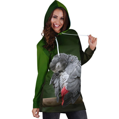 All Over Printed Parrots Hoodie Dress H2179B-Apparel-HbArts-Hoodie Dress-S-Vibe Cosy™