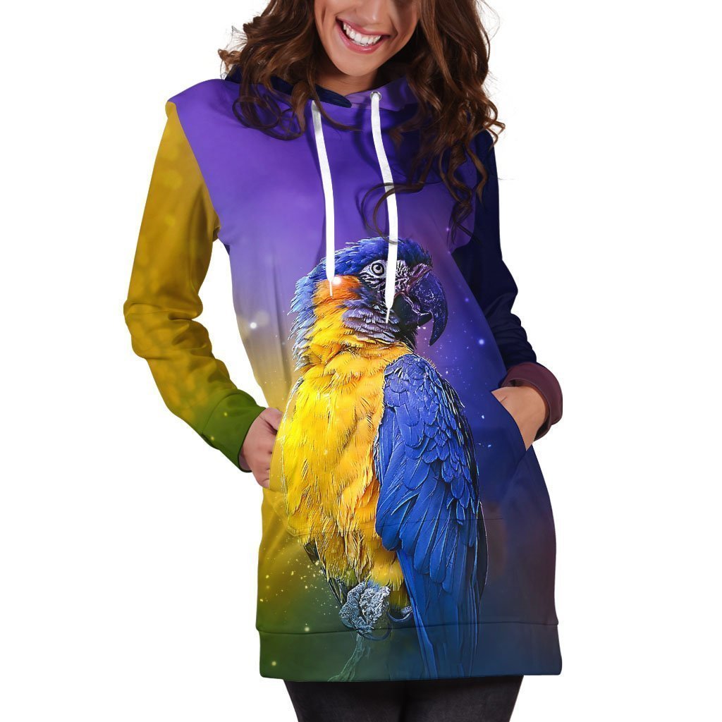 All Over Printed Parrots Hoodie Dress H2169B-Apparel-HbArts-Hoodie Dress-S-Vibe Cosy™