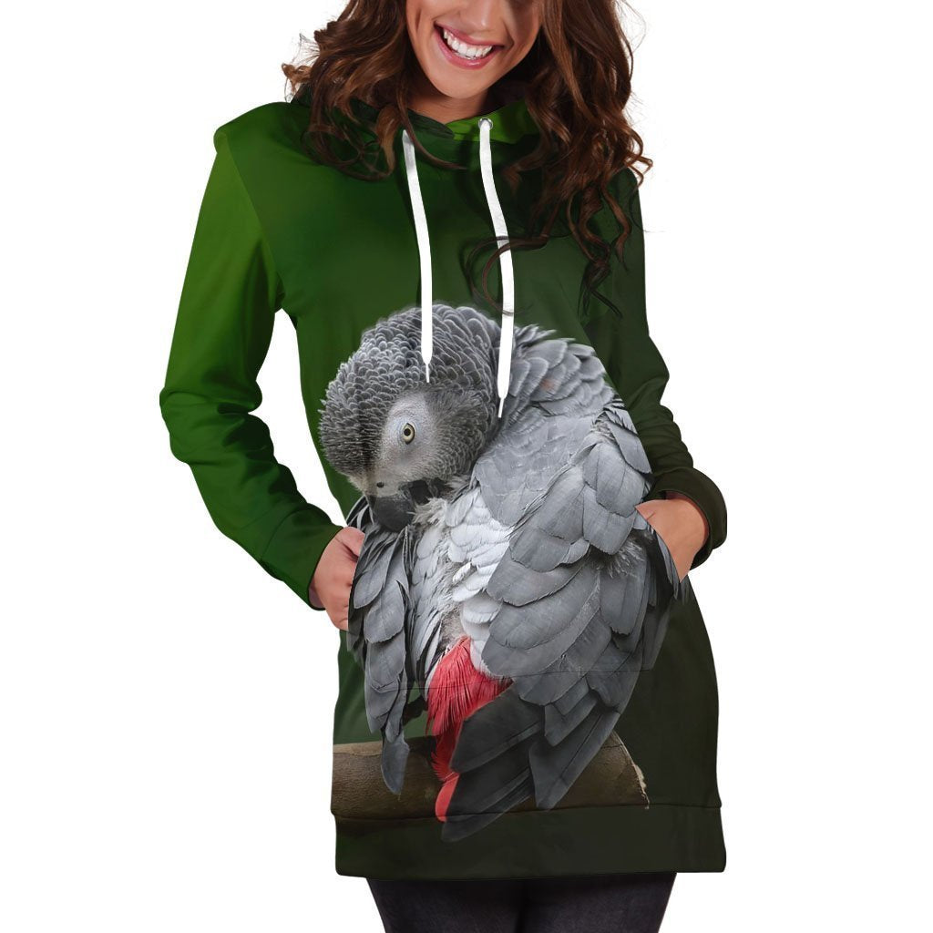 All Over Printed Parrots Hoodie Dress H2179B-Apparel-HbArts-Hoodie Dress-S-Vibe Cosy™