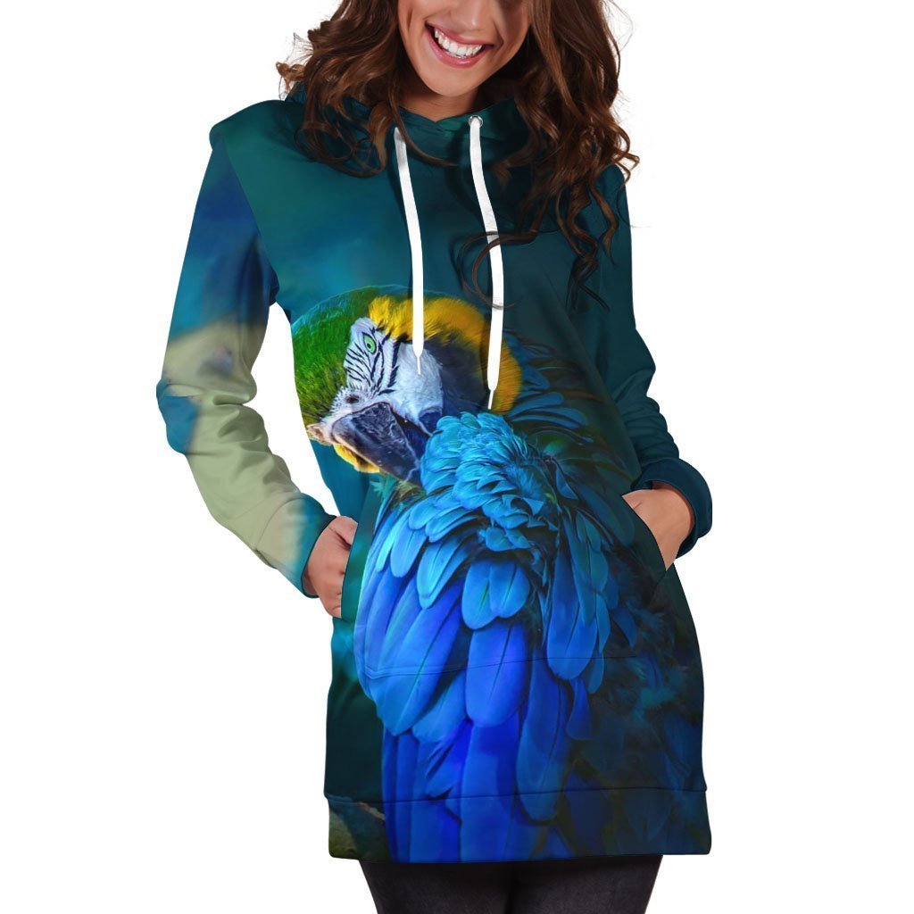 All Over Printed Parrots Hoodie Dress H2159B-Apparel-HbArts-Hoodie Dress-S-Vibe Cosy™