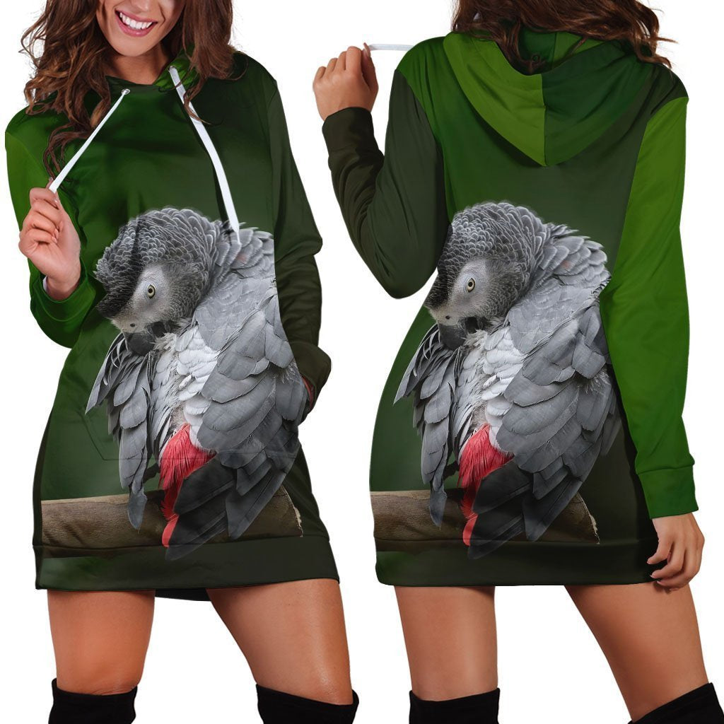 All Over Printed Parrots Hoodie Dress H2179B-Apparel-HbArts-Hoodie Dress-S-Vibe Cosy™
