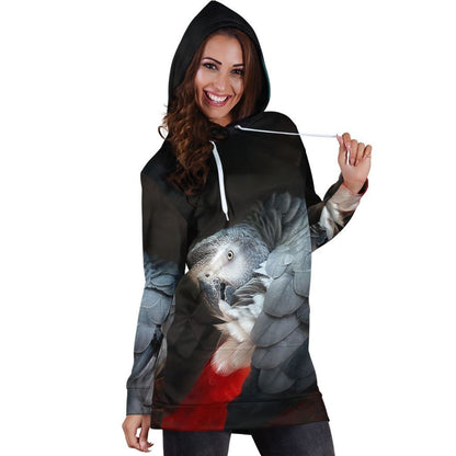 All Over Printed Parrots Hoodie Dress H2129B-Apparel-HbArts-Hoodie Dress-S-Vibe Cosy™