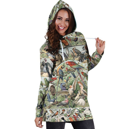 All Over Printed Parrots Hoodie Dress H1202B-Apparel-HbArts-Hoodie Dress-S-Vibe Cosy™