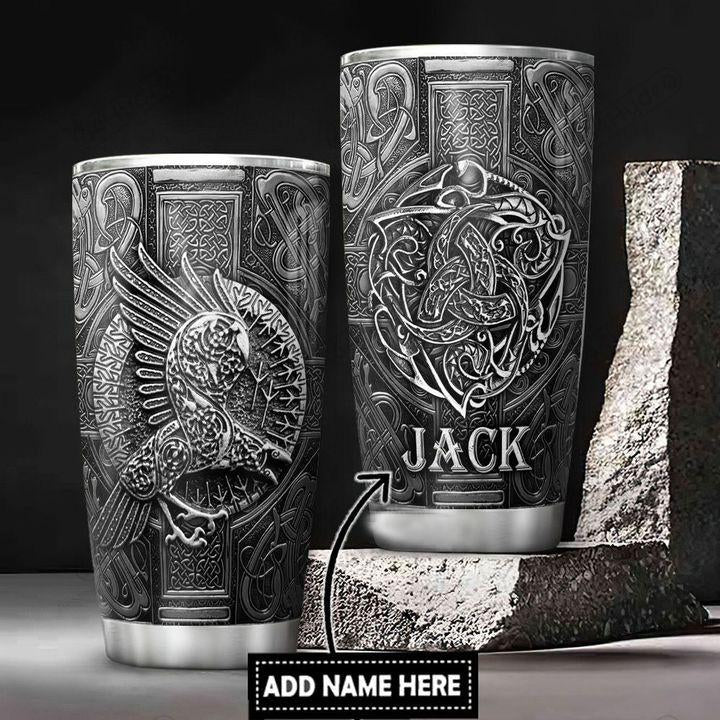 Personalized Viking Raven Metal Style Stainless Steel Tumbler 25022102.CXT Custom Name XT