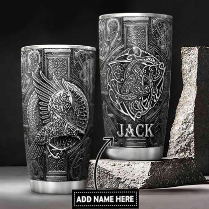 Personalized Viking Raven Metal Style Stainless Steel Tumbler 25022102.CXT Custom Name XT