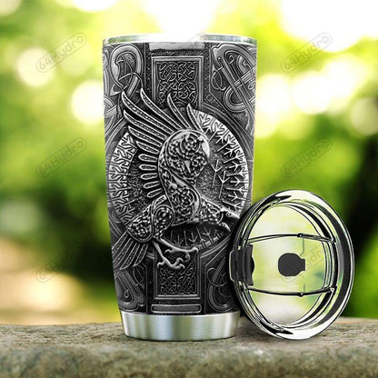 Personalized Viking Raven Metal Style Stainless Steel Tumbler 25022102.CXT Custom Name XT