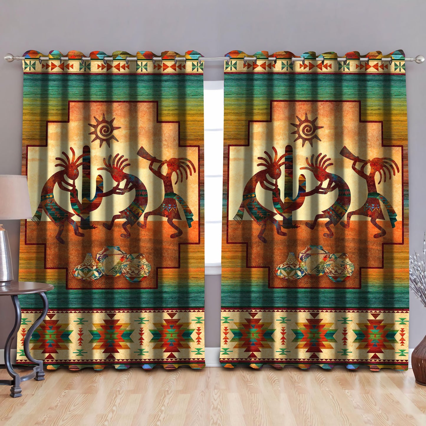 Native American Pattern Blackout Thermal Grommet Window Curtains Pi190508-Curtains-MP-52'' x 63''-Vibe Cosy™