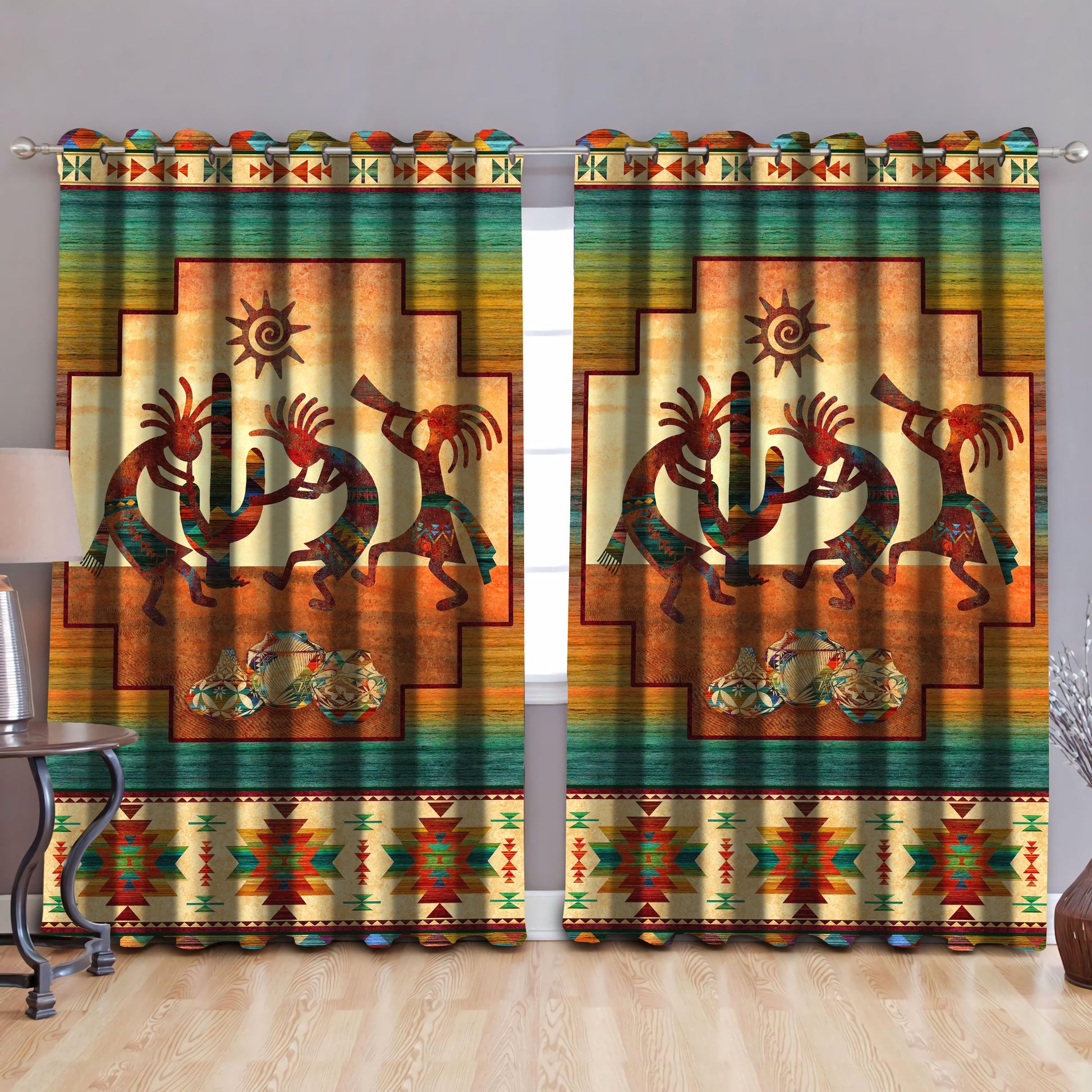 Native American Pattern Blackout Thermal Grommet Window Curtains Pi190508-Curtains-MP-52'' x 63''-Vibe Cosy™