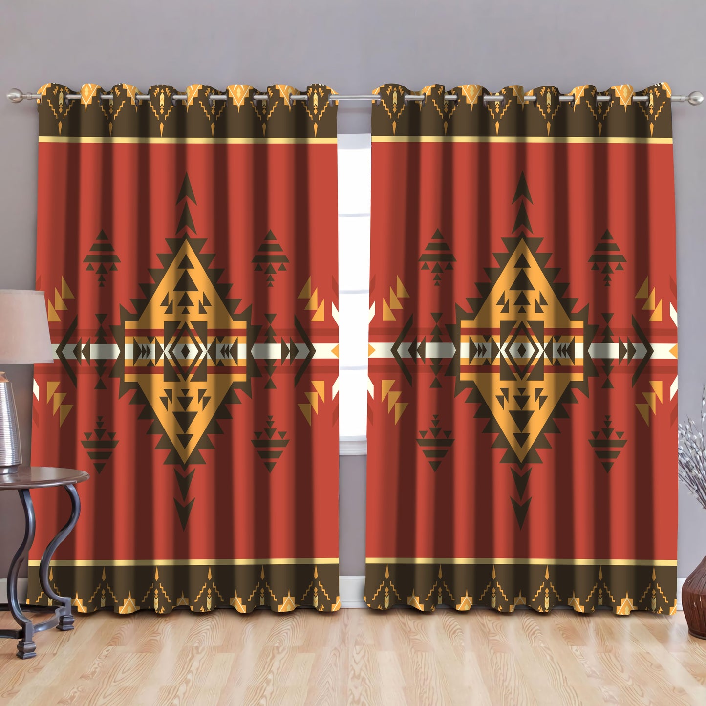 Native American Pattern Blackout Thermal Grommet Window Curtains Pi200503S3-Curtains-MP-52'' x 63''-Vibe Cosy™
