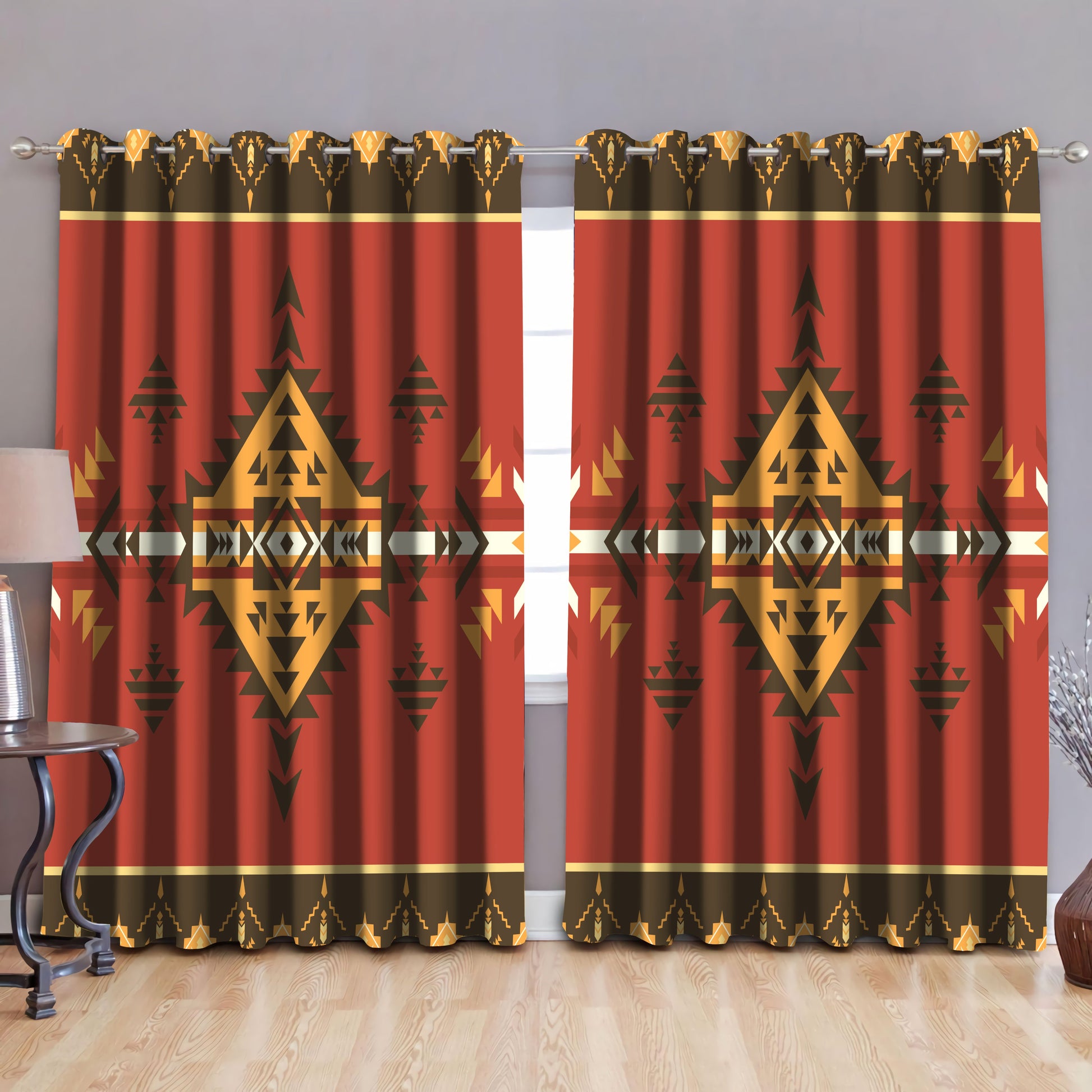 Native American Pattern Blackout Thermal Grommet Window Curtains Pi200503S3-Curtains-MP-52'' x 63''-Vibe Cosy™