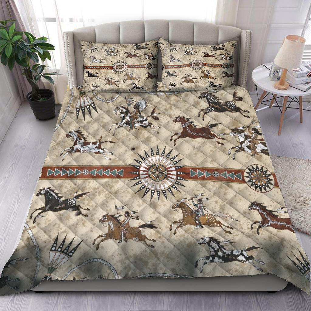 Native American Horses Pattern Quilt Bedding Set Pi200504S1-Quilt-MP-Twin-Vibe Cosy™