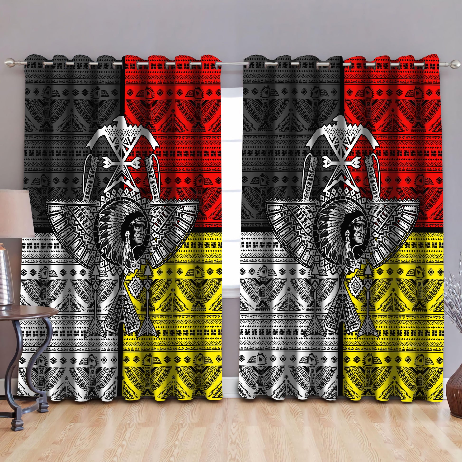 Native American Pattern Blackout Thermal Grommet Window Curtains Pi200507-Curtains-MP-52'' x 63''-Vibe Cosy™