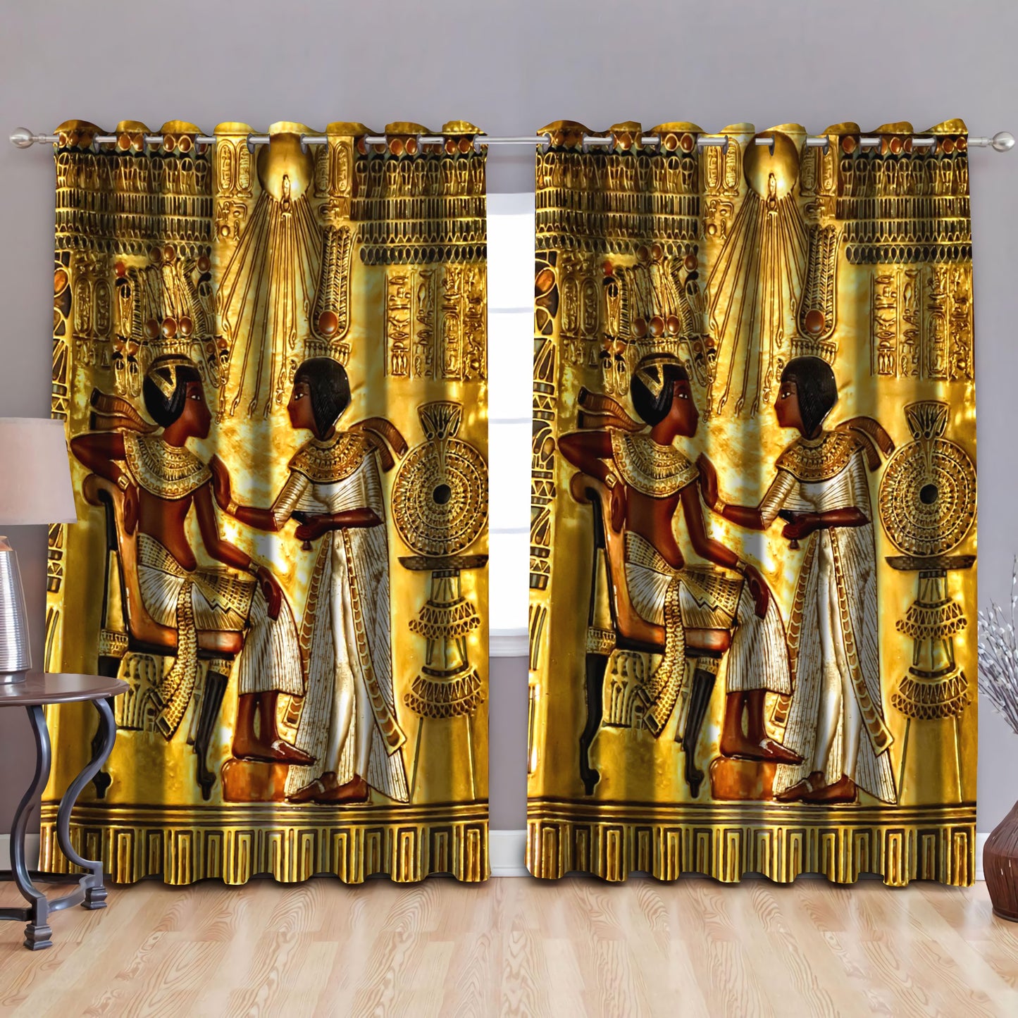 Ancient Egyptian Blackout Thermal Grommet Window Curtains Pi25062002-Curtains-MP-52'' x 63''-Vibe Cosy™