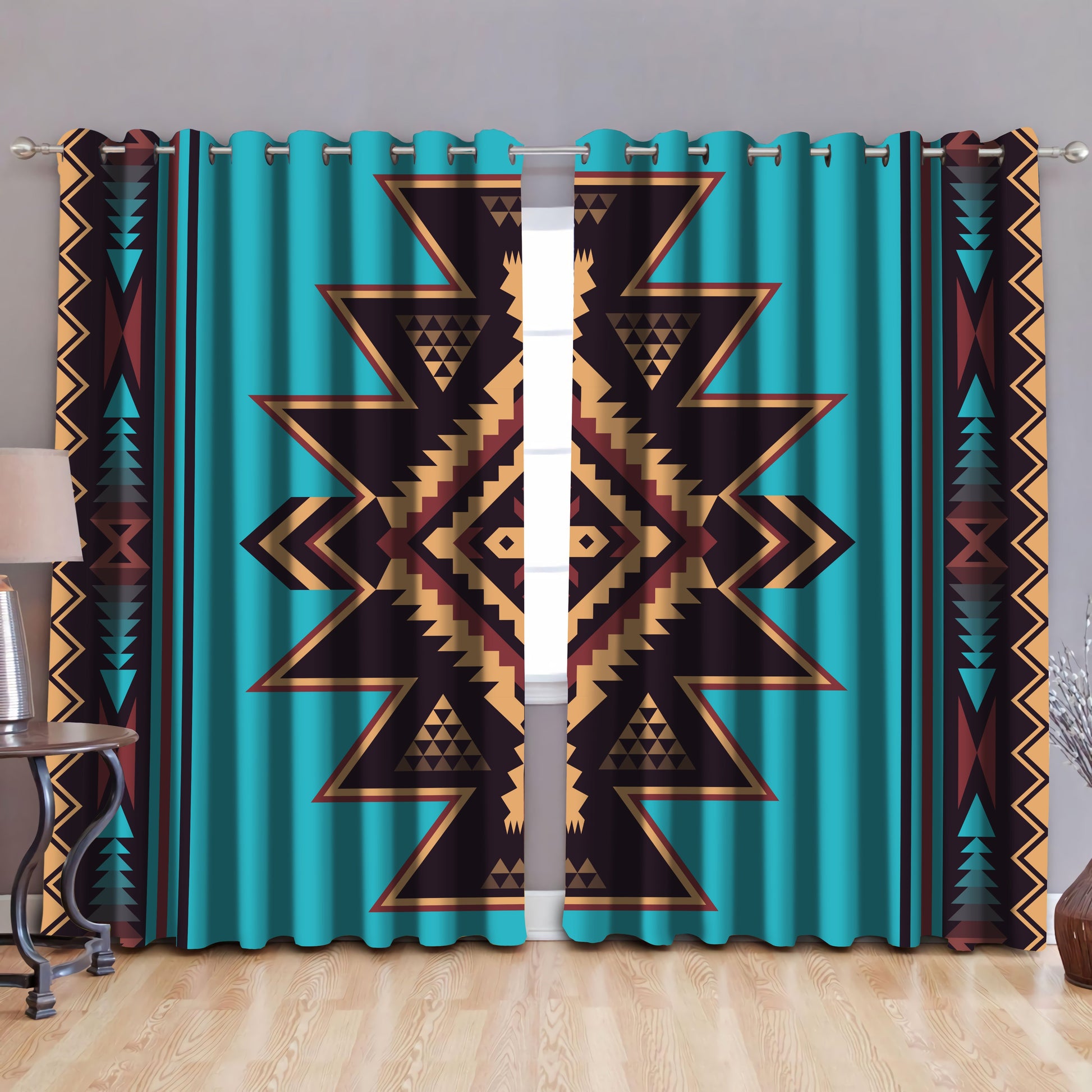 Native American Pattern Blackout Thermal Grommet Window Curtains Pi30052002-Curtains-MP-52'' x 63''-Vibe Cosy™