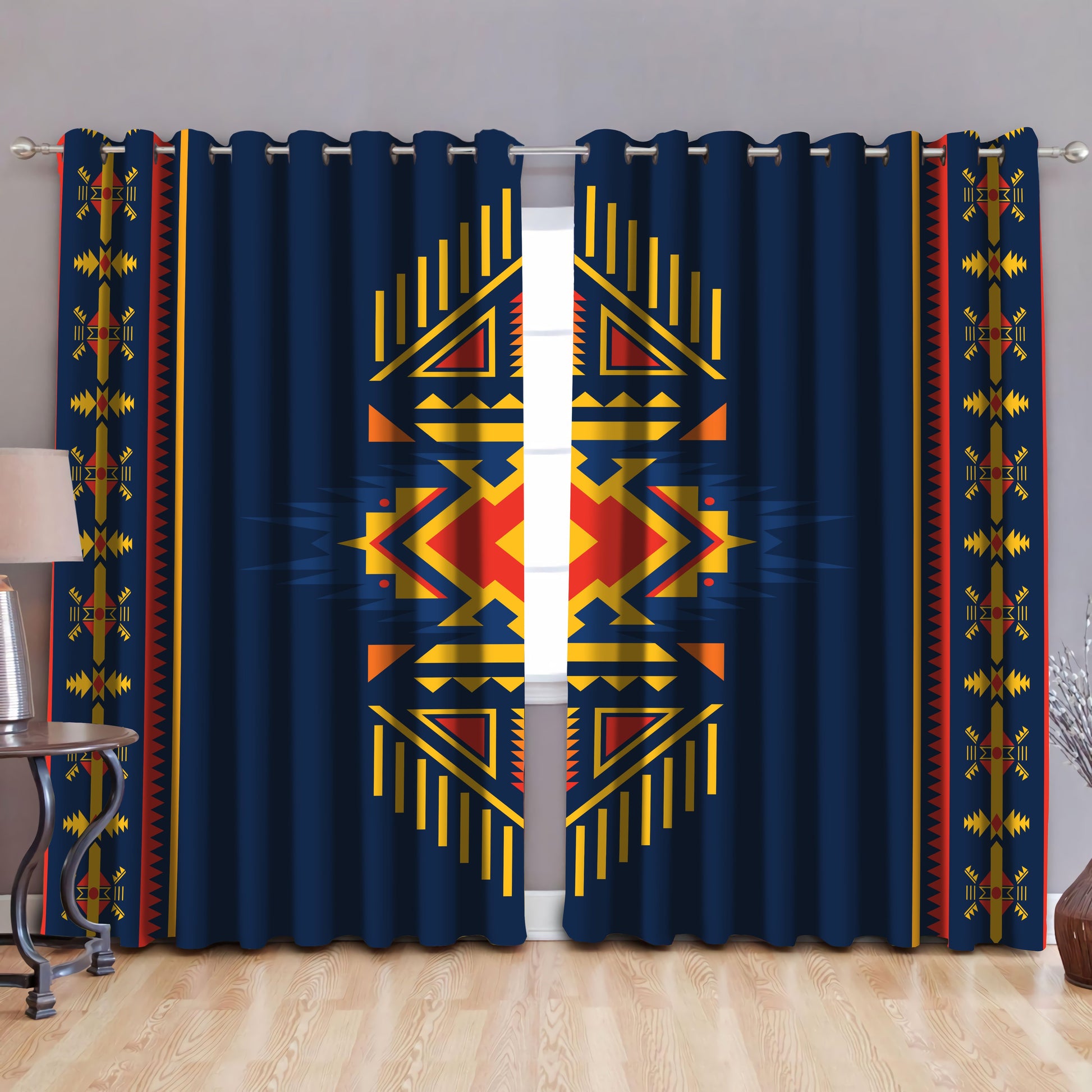 Native American Pattern Blackout Thermal Grommet Window Curtains Pi30052004-Curtains-MP-52'' x 63''-Vibe Cosy™