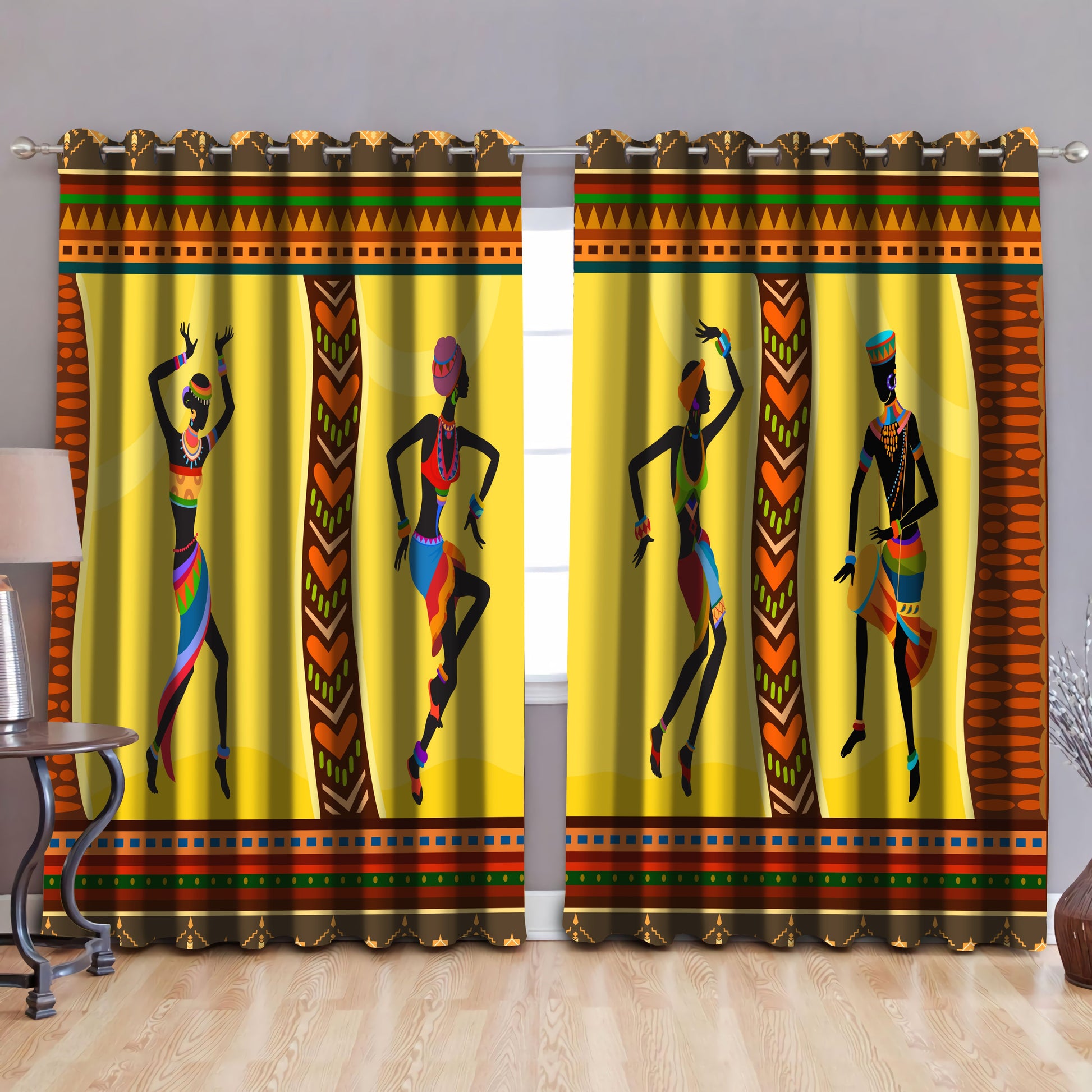 African Heritage Blackout Thermal Grommet Window Curtains Pi30052005-Curtains-MP-52'' x 63''-Vibe Cosy™